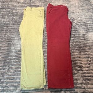 American Eagle Outfitters Corduroy Pants in Olive Green and Burgundy Red